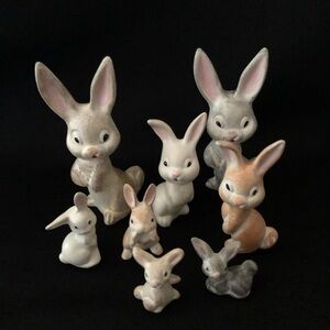 Vintage Hand-painted Bunny Rabbit Ceramic Collection - 8 total - Easter Spring